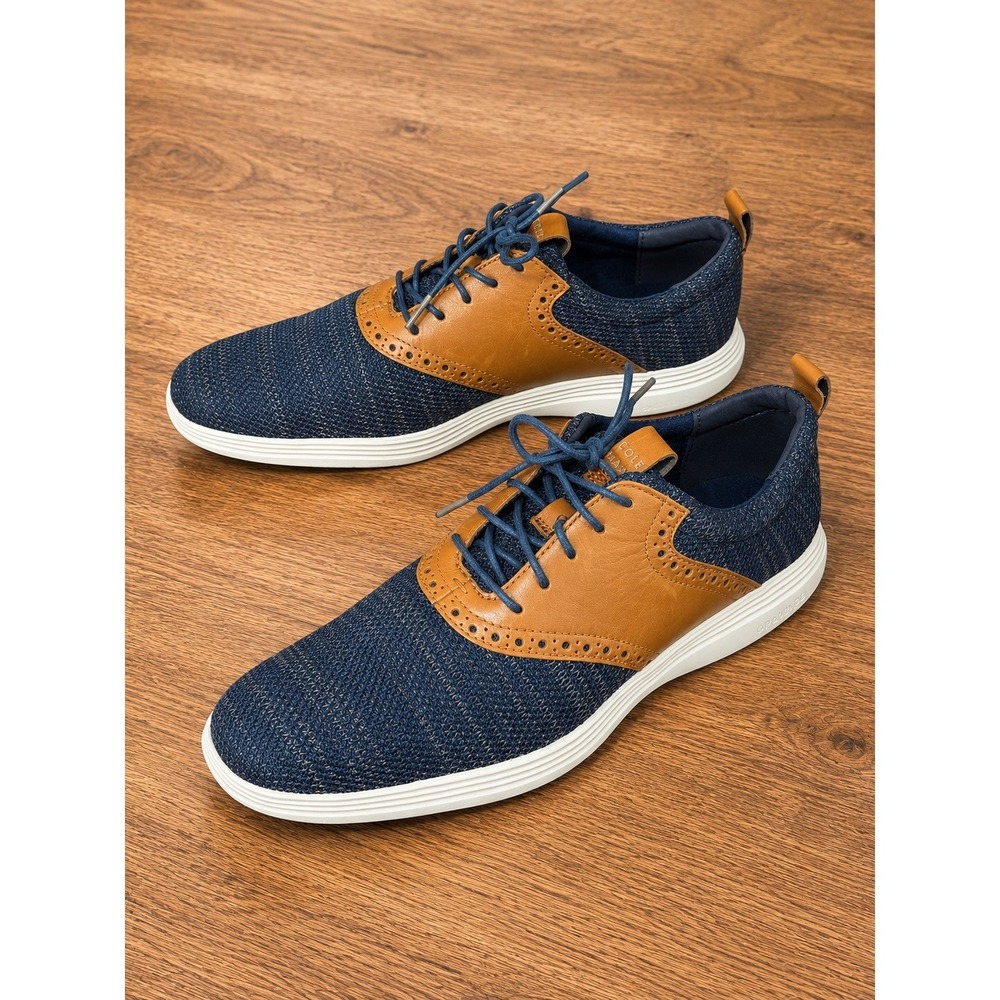 Cole Haan Gran Tour Knit Oxford Men's Size 10 Marine Blue / Tan C31348